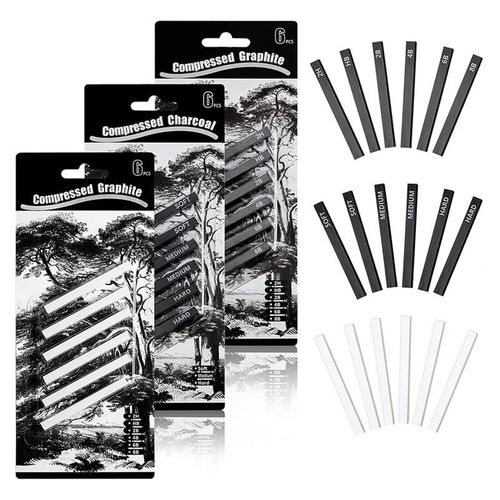 18pcs Graphite Material Sticks Charcoal Sticks Square Drawing Pencils Set White Drawing Crafts Sketching Shading