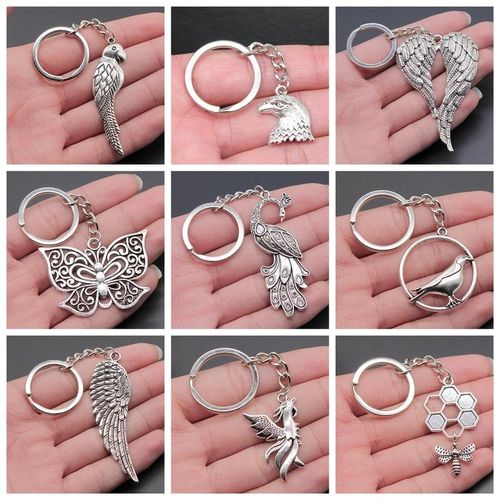 Birds Eagle Owl Peacock Phoenix Parrot Dove Bee Dragonfly Butterfly Wings Feather Key Chains Animal S For Women Men
