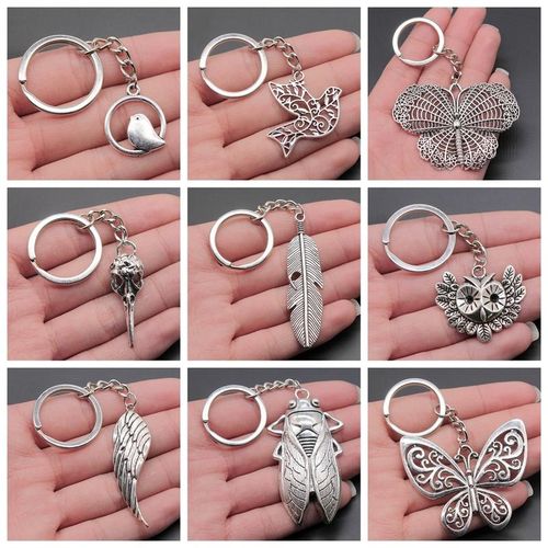 Birds Eagle Owl Peacock Phoenix Parrot Dove Bee Dragonfly Butterfly Wings Feather Key Chains Animal S For Women Men
