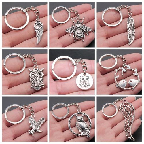 Birds Eagle Owl Peacock Phoenix Parrot Dove Bee Dragonfly Butterfly Wings Feather Key Chains Animal S For Women Men