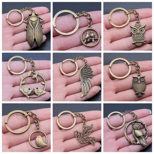 Birds Eagle Owl Peacock Phoenix Parrot Dove Bee Dragonfly Butterfly Wings Feather Key Chains Animal S For Women Men