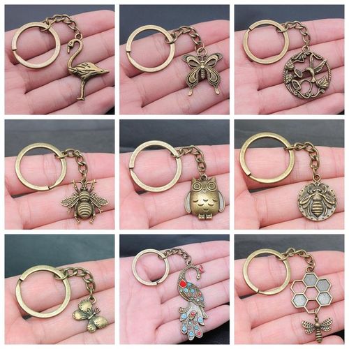 Birds Eagle Owl Peacock Phoenix Parrot Dove Bee Dragonfly Butterfly Wings Feather Key Chains Animal S For Women Men