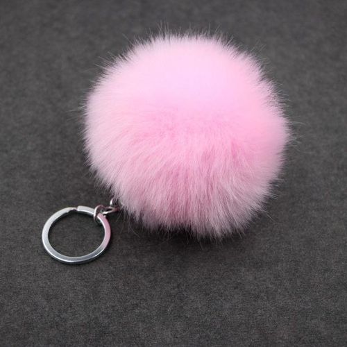 8cm Fluffy Rabbit Fur Pompon Ball Key Chain Women Cute Pom Pom Keychain On Bag Trinket Jewelry Accessories Wedding Party