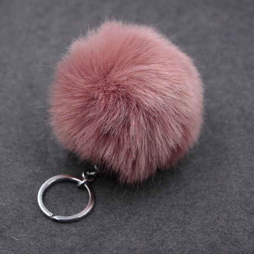 8cm Fluffy Rabbit Fur Pompon Ball Key Chain Women Cute Pom Pom Keychain On Bag Trinket Jewelry Accessories Wedding Party