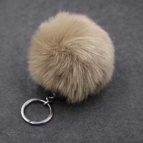 8cm Fluffy Rabbit Fur Pompon Ball Key Chain Women Cute Pom Pom Keychain On Bag Trinket Jewelry Accessories Wedding Party