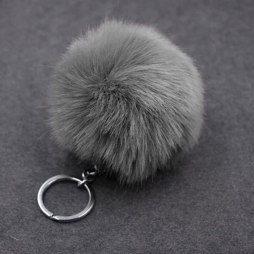 8cm Fluffy Rabbit Fur Pompon Ball Key Chain Women Cute Pom Pom Keychain On Bag Trinket Jewelry Accessories Wedding Party