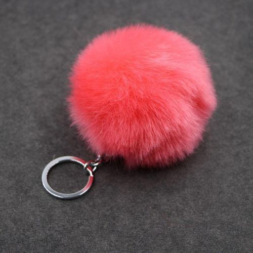 8cm Fluffy Rabbit Fur Pompon Ball Key Chain Women Cute Pom Pom Keychain On Bag Trinket Jewelry Accessories Wedding Party
