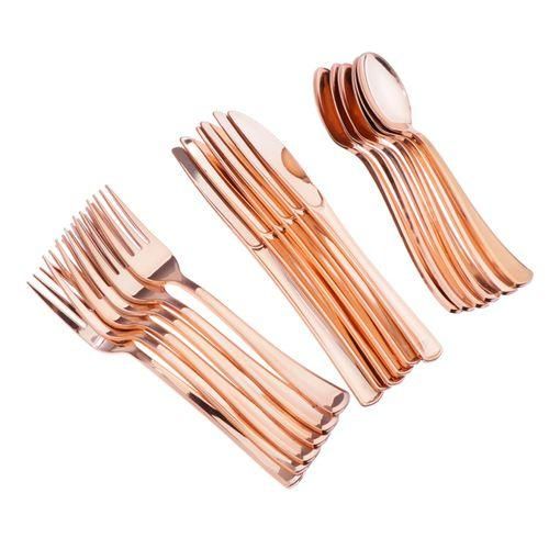 18pcslot Large Disposable Plastic Cutlery Set Forks  Rose Gold