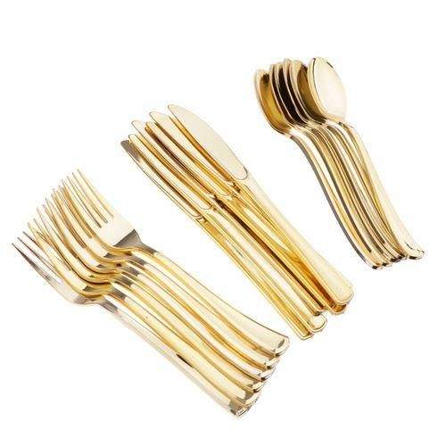 18pcslot Large Disposable Plastic Cutlery Set Forks  Rose Gold