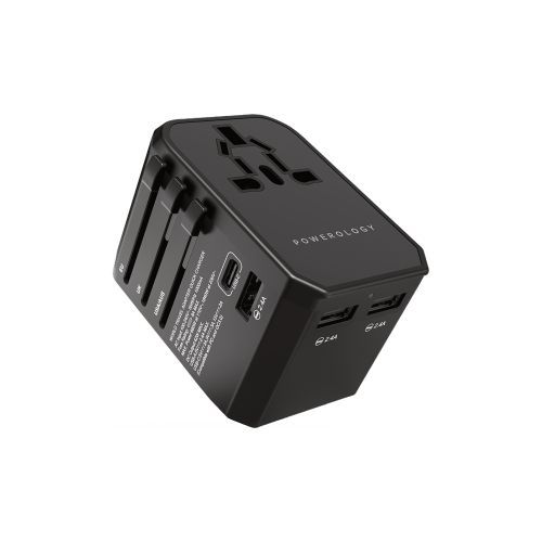 Power Powerology PD45W  QC 3.0   Universal Travel Adaptor -Black