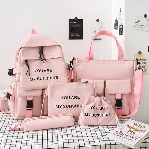 New 5Piece Set Schoolbags For Teenage Girls Women Backpack 2022 Canvas Travel Back Pack Student