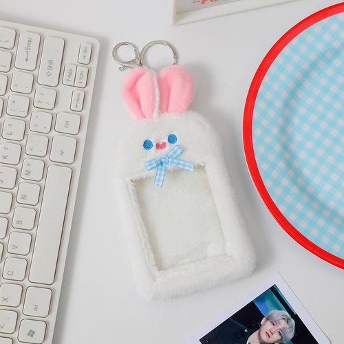 Cute Plush Rabbit Photocard Holder Photos Holder Girl Keychain ID Credit Protector Japanese Stationery