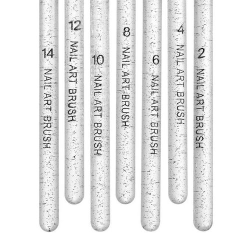 7Pcs/Set Nail Art Brush Pen Painting Drawing DIY Home Salon Use Silver