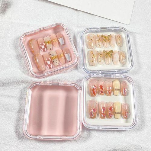 10Pcs Press On Nail Storage Box Mini False Nail Packaging Box For Pink