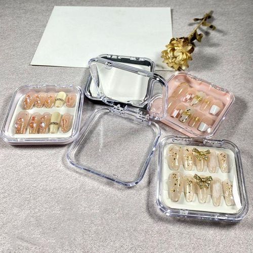 10Pcs Press On Nail Storage Box Mini False Nail Packaging Box For Pink