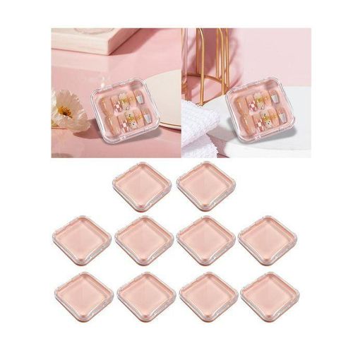 10Pcs Press On Nail Storage Box Mini False Nail Packaging Box For Pink