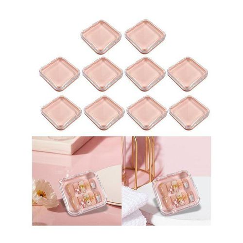 10Pcs Press On Nail Storage Box Mini False Nail Packaging Box For Pink
