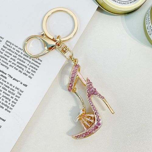 Alloy Rhinestone High Heel Shoe Keychain Purse Car Key Chain Bag Pendant Decorative Souvenir For Women Girl