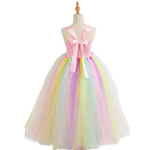 Children's Mesh Dresses for Casual Pink Lace Rainbow Dress for Holiday Pageant Halloween,SX HD93306 NO5115