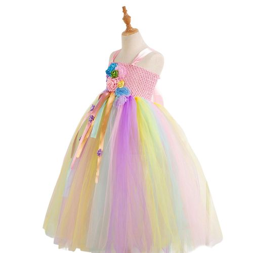 Children's Mesh Dresses for Casual Pink Lace Rainbow Dress for Holiday Pageant Halloween,SX HD93306 NO5115