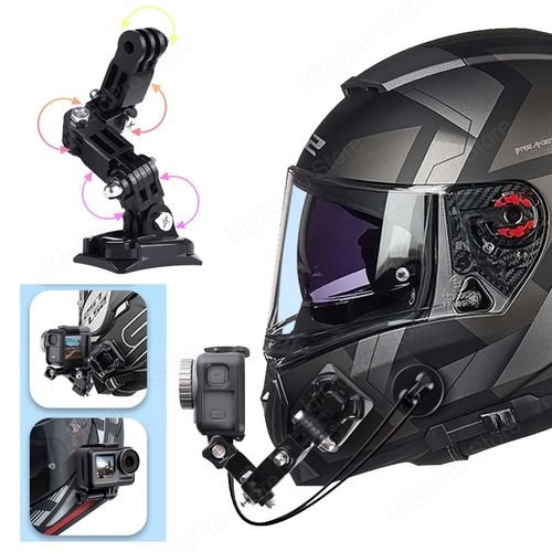 Helmet Strap Mount For  Hero 10 9 8 7 6 5 4 3 Motorcycle Yi Action Sports Camera Mount Full Face Holder Accessories-Black Color