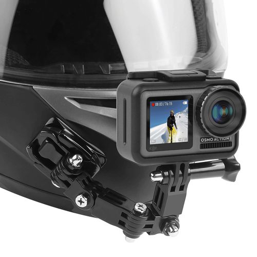 Helmet Strap Mount For  Hero 10 9 8 7 6 5 4 3 Motorcycle Yi Action Sports Camera Mount Full Face Holder Accessories-Black Color