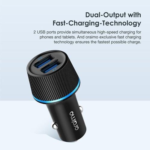 Oraimo Highway OCC-21DML Dual USB ULTRA Compact Car Charger - Black