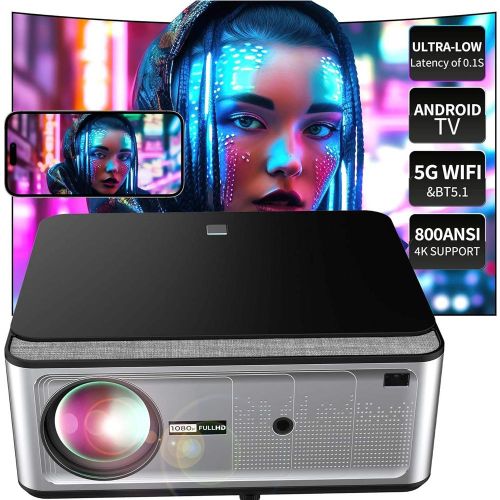 Tikin Electric Focus 4K Projector WiFi6 Android TV 800 ANSI Portable Mini Projectors