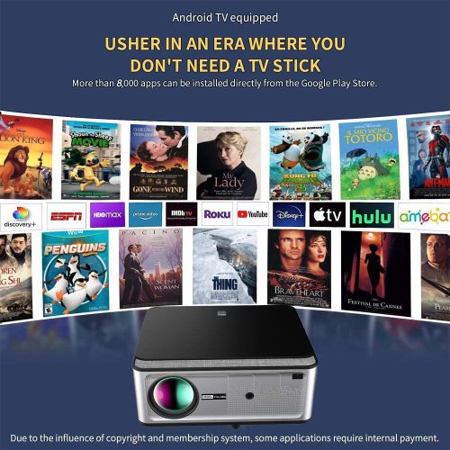 Tikin Electric Focus 4K Projector WiFi6 Android TV 800 ANSI Portable Mini Projectors