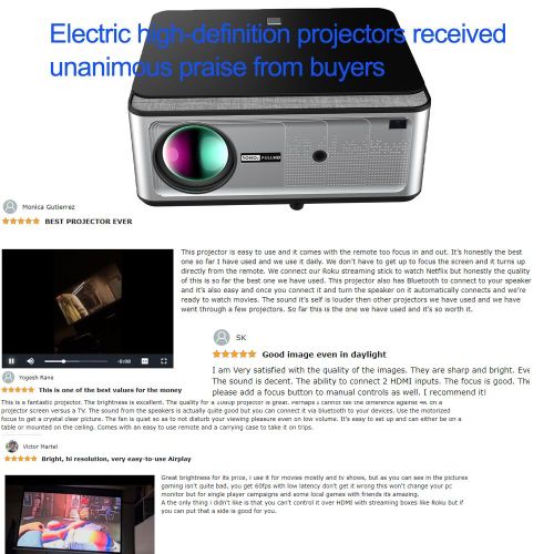 Tikin Electric Focus 4K Projector WiFi6 Android TV 800 ANSI Portable Mini Projectors