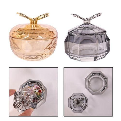 Glass  Dish Cup With Lid Nail Art Tools For Salon Gold