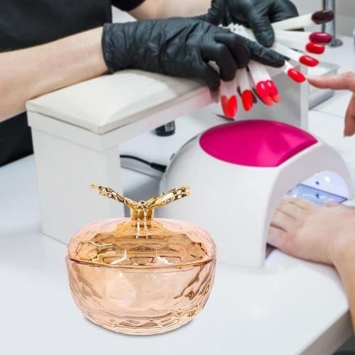 Glass  Dish Cup With Lid Nail Art Tools For Salon Gold