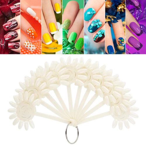 120 Pieces Display False Nails Color Swatches   White