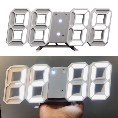 Modern Digital 3D LED Wall Clock USB Large Alarm Clock 12/24 Hour