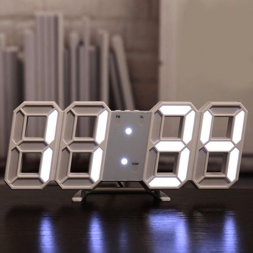 Modern Digital 3D LED Wall Clock USB Large Alarm Clock 12/24 Hour