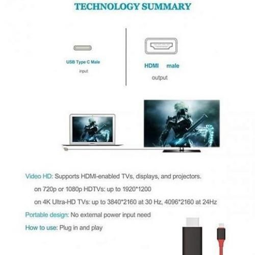 Type C To HDMI 4k 2k 1080P HDTV Cable -Red