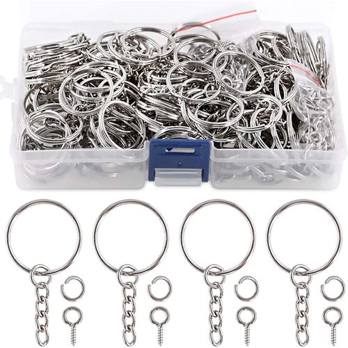 100-20pcs Metal Keyring Keyfob Stainless Steel Anti-Rust Key Holder Keychains Pendant Key Ring 30mm/25mm/20mm