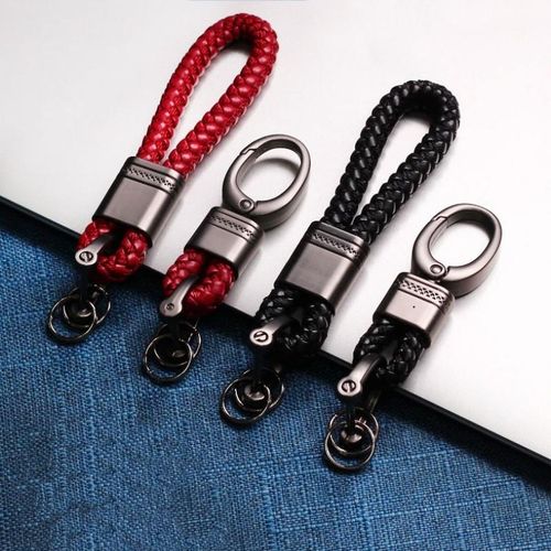Hand-Woven Leather Keychains Car Key Ring Men Women Cute Car Keyring Holder Waist Key Chain Charm Bag S Car Accessories