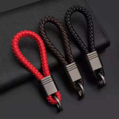 Hand-Woven Leather Keychains Car Key Ring Men Women Cute Car Keyring Holder Waist Key Chain Charm Bag S Car Accessories