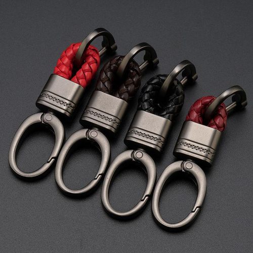 Hand-Woven Leather Keychains Car Key Ring Men Women Cute Car Keyring Holder Waist Key Chain Charm Bag S Car Accessories