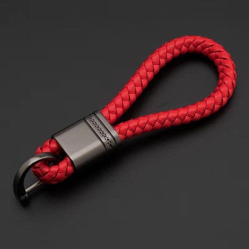 Hand-Woven Leather Keychains Car Key Ring Men Women Cute Car Keyring Holder Waist Key Chain Charm Bag S Car Accessories