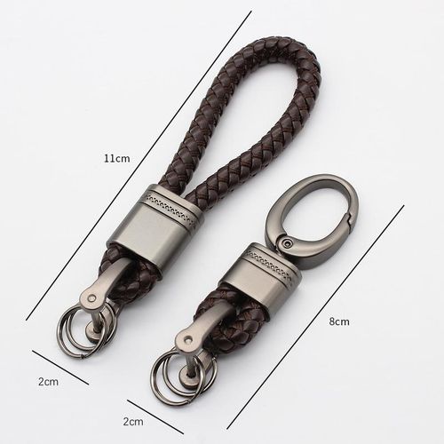 Hand-Woven Leather Keychains Car Key Ring Men Women Cute Car Keyring Holder Waist Key Chain Charm Bag S Car Accessories