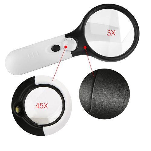 3 LED Light 45X Handheld Reading Magnifying Glass Lens