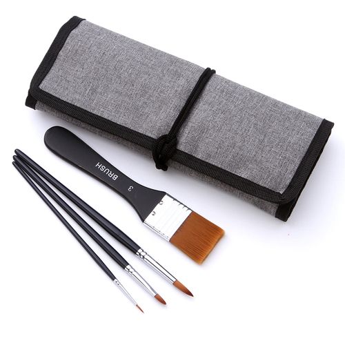 18pcs Artist Paint Brushes Set Bag Pack With Scraper