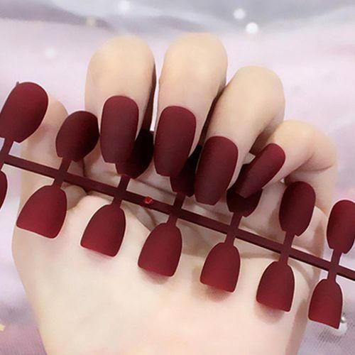 24Pcs Art  Artificial Nails    For Salon  Light Red