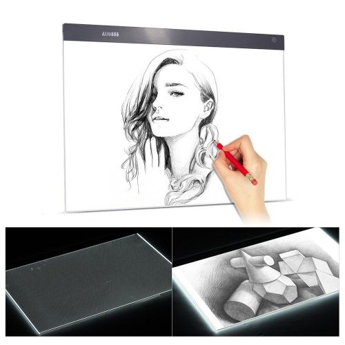 A2 Large Ultra-thin LED Light Pad Box Painting Tracing Panel Copyboard Stepless Adjustable Brightness USB Powered for Cartoon Tattoo Tracing Pencil Drawing X-Ray Viewing NO5138