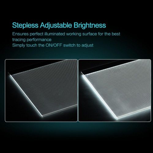 A2 Large Ultra-thin LED Light Pad Box Painting Tracing Panel Copyboard Stepless Adjustable Brightness USB Powered for Cartoon Tattoo Tracing Pencil Drawing X-Ray Viewing NO5138