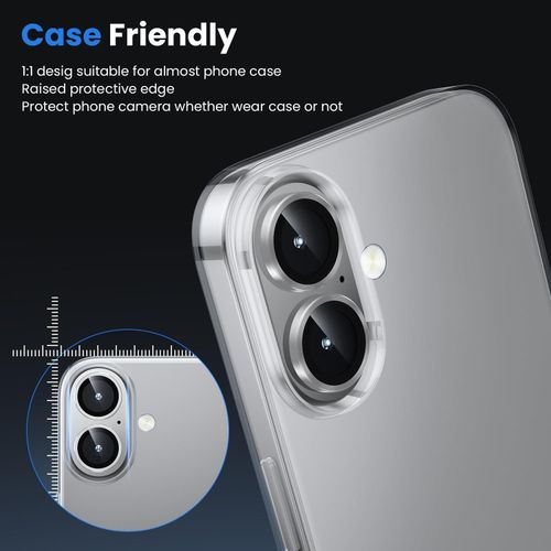 iPhone 15, 15 Plus, 15 Pro, 15 Pro Max Camera Lens Protector, Keep Original Shooting Shatterproof 9H Tempered Glass Camera Screen Protector Metal Ring Cover Film Accessories-Silver