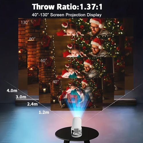 Hy300 Pro Mini Portable Overhead Projector, 4K/260 ANSI Smart Projector, Support WiFi 6 Bt 5.0, Screen Adjustment, 180 Degree Rotation, Home Video Projector with Built-in Android 11.0 Operating System