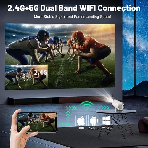 Hy300 Pro Mini Portable Overhead Projector, 4K/260 ANSI Smart Projector, Support WiFi 6 Bt 5.0, Screen Adjustment, 180 Degree Rotation, Home Video Projector with Built-in Android 11.0 Operating System